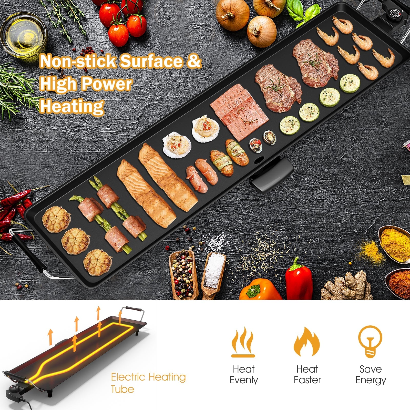 35-Inch Electric Griddle with Adjustable Temperature