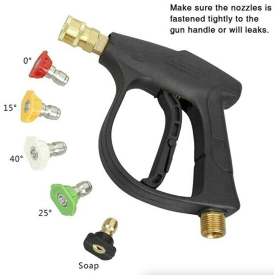 4000 PSI High Pressure Washer Gun — 1/4" Quick Connect, M22-14mm, 5 Nozzle Tips