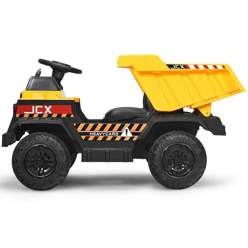 12V Kids Electric Ride-On Dump Truck with Bucket & Dump Bed – Yellow
