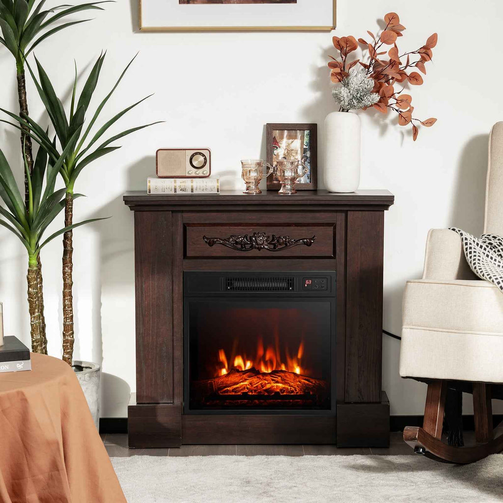 1400W Electric Fireplace TV Stand Mantel with Remote Control