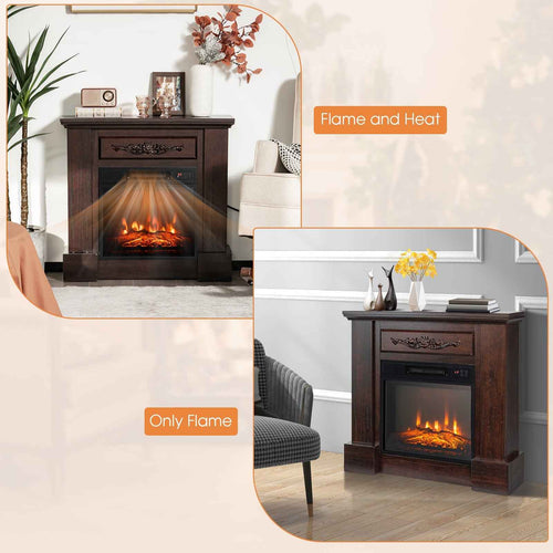 1400W Electric Fireplace TV Stand Mantel with Remote Control
