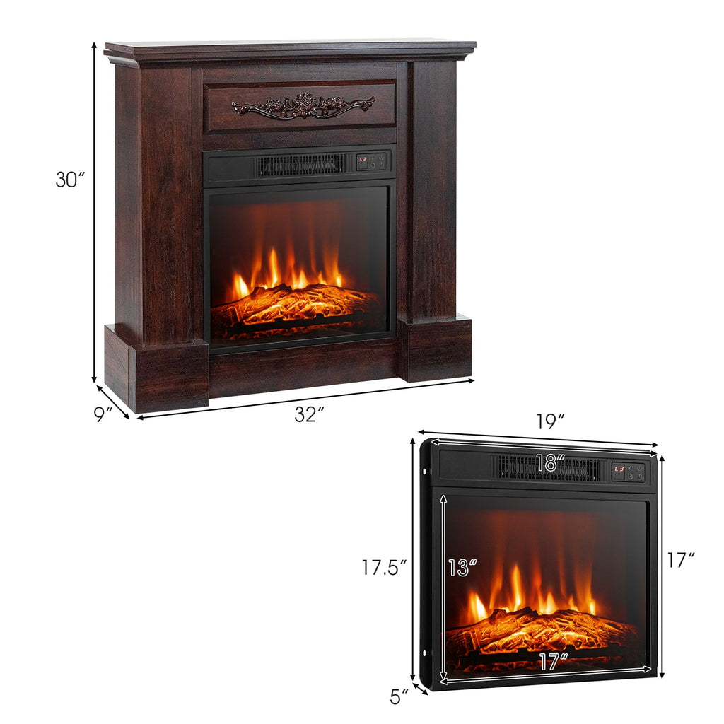 1400W Electric Fireplace TV Stand Mantel with Remote Control