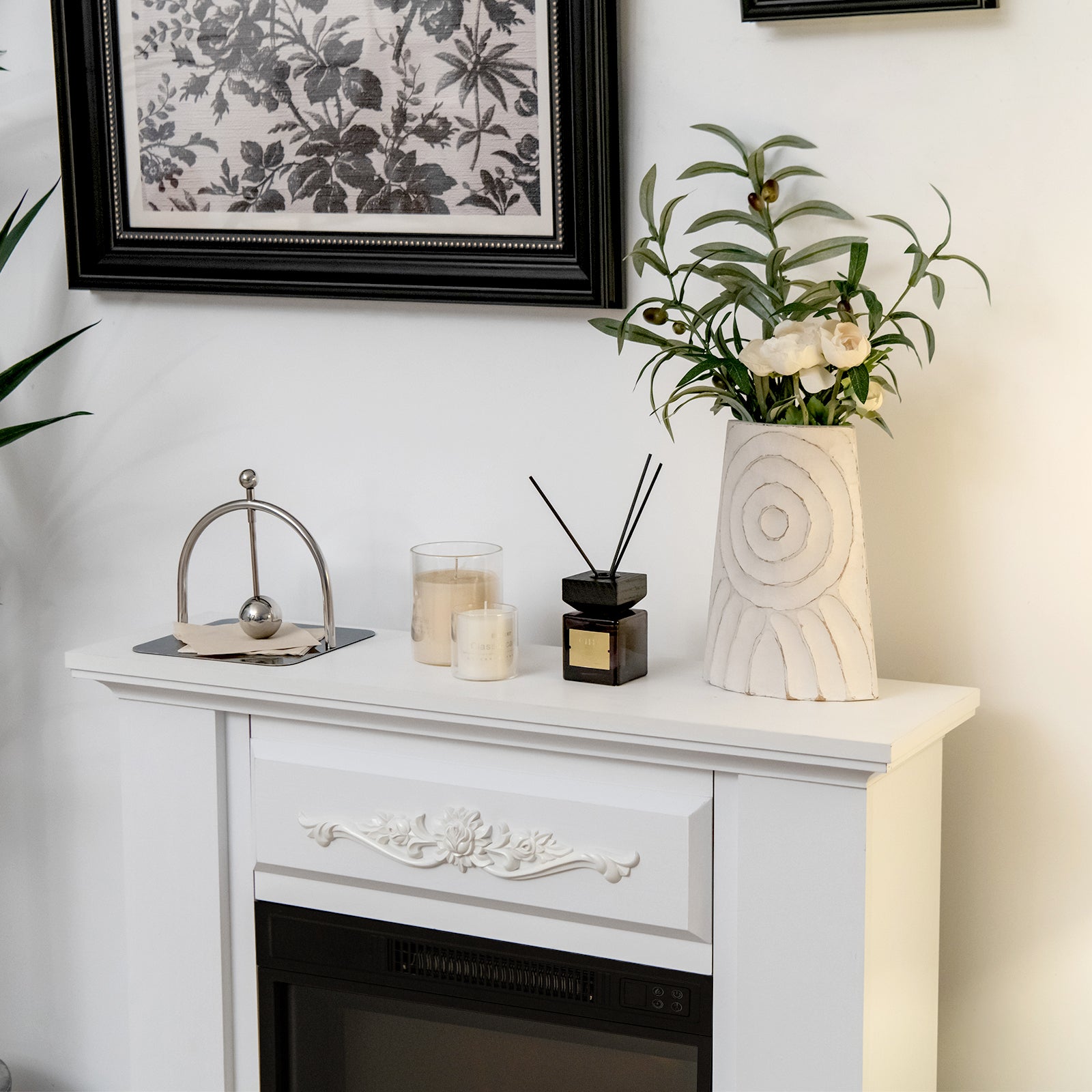 1400W Electric Fireplace TV Stand Mantel with Remote Control
