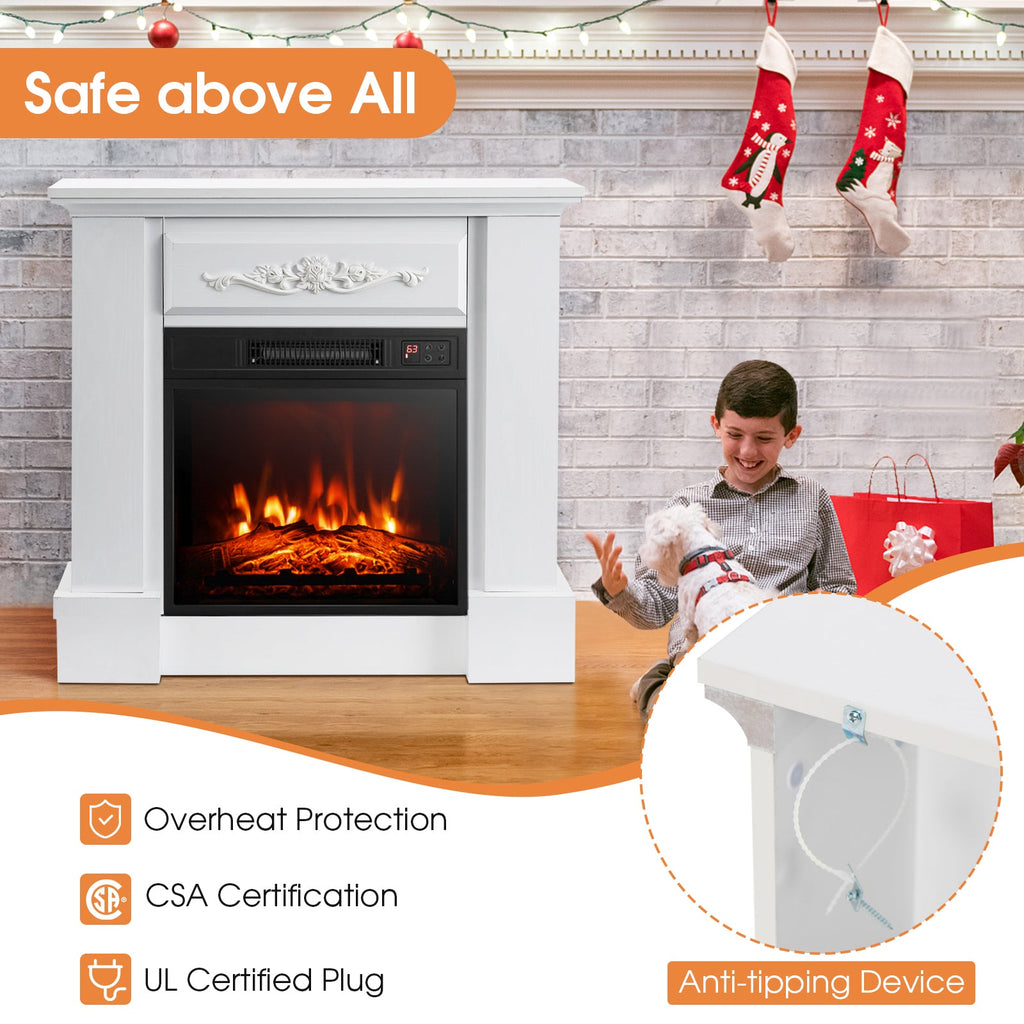 1400W Electric Fireplace TV Stand Mantel with Remote Control