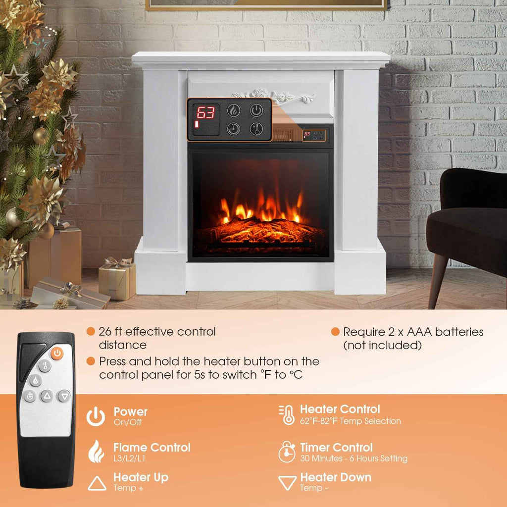 1400W Electric Fireplace TV Stand Mantel with Remote Control