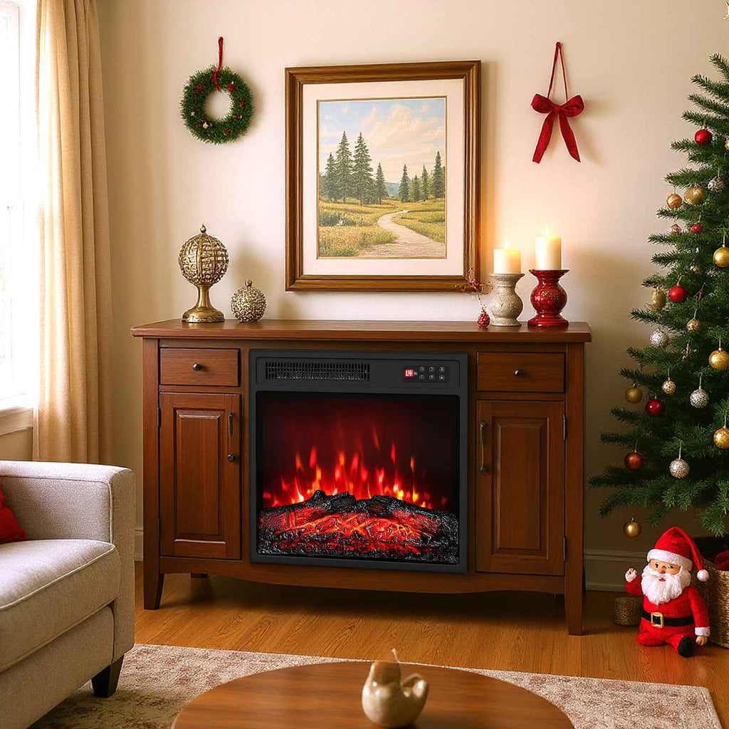 18-Inch Electric Fireplace Insert with Remote & 7 Realistic Flame Colors