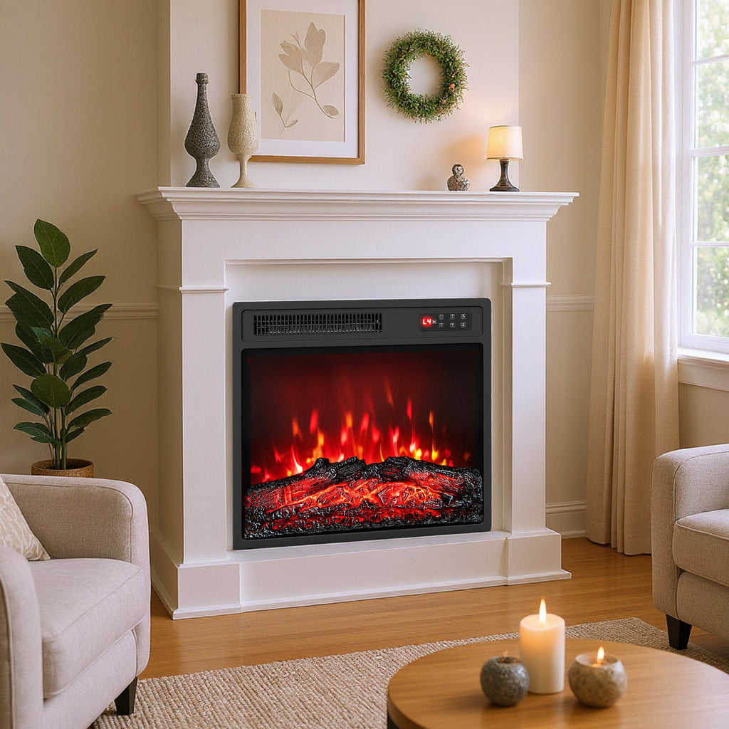 18-Inch Electric Fireplace Insert with Remote & 7 Realistic Flame Colors