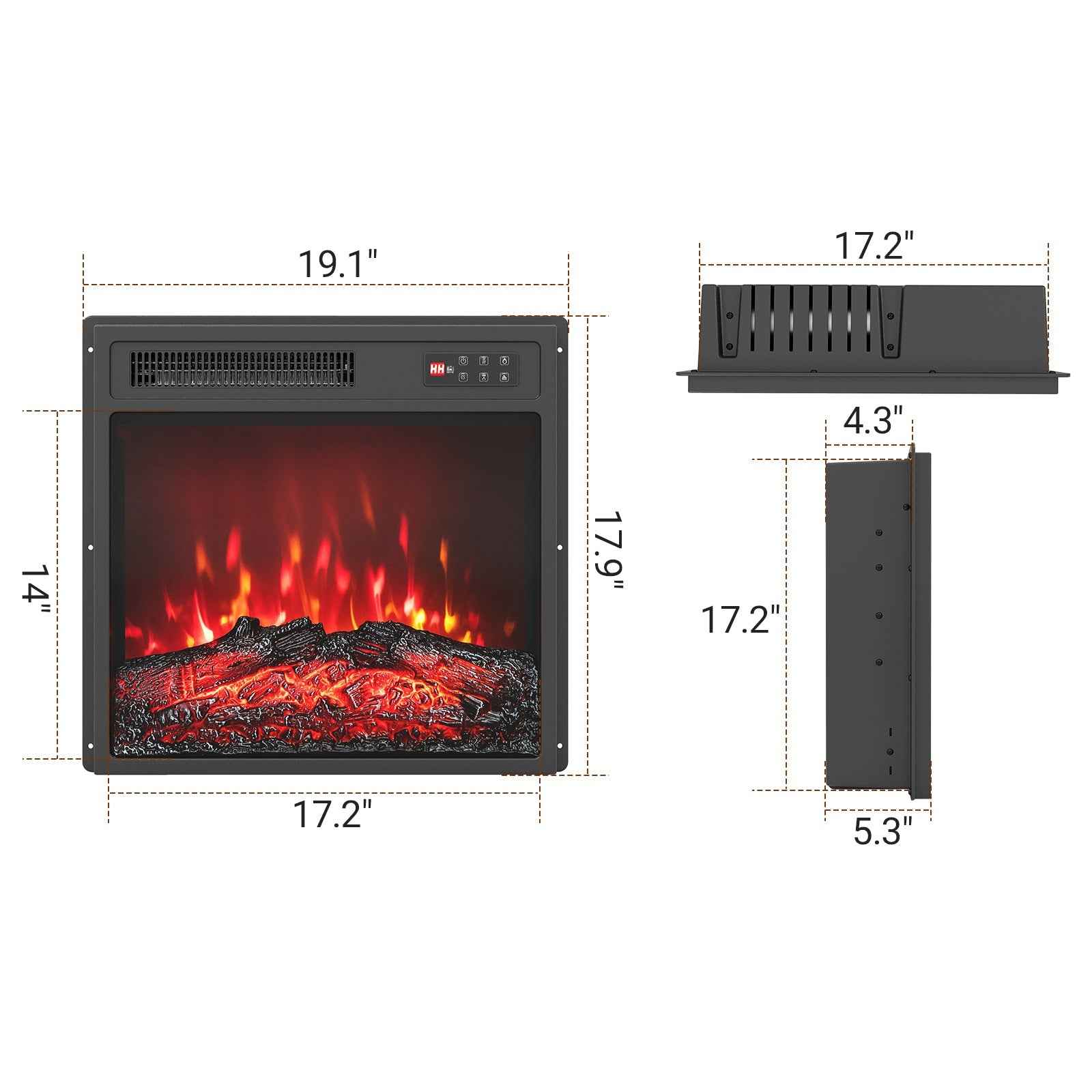 18-Inch Electric Fireplace Insert with Remote & 7 Realistic Flame Colors