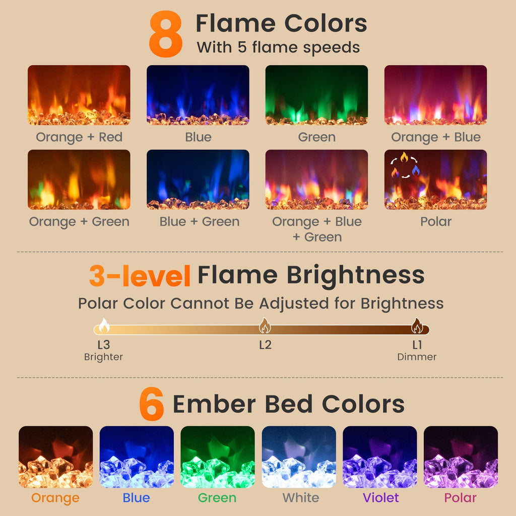 18/23/26-Inch 1500W Electric Fireplace Insert with Remote Control