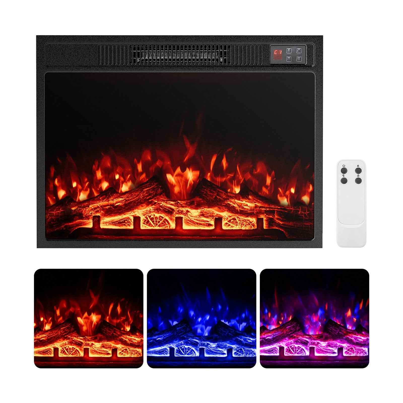 23-Inch Electric Fireplace Insert with Adjustable Flame Color