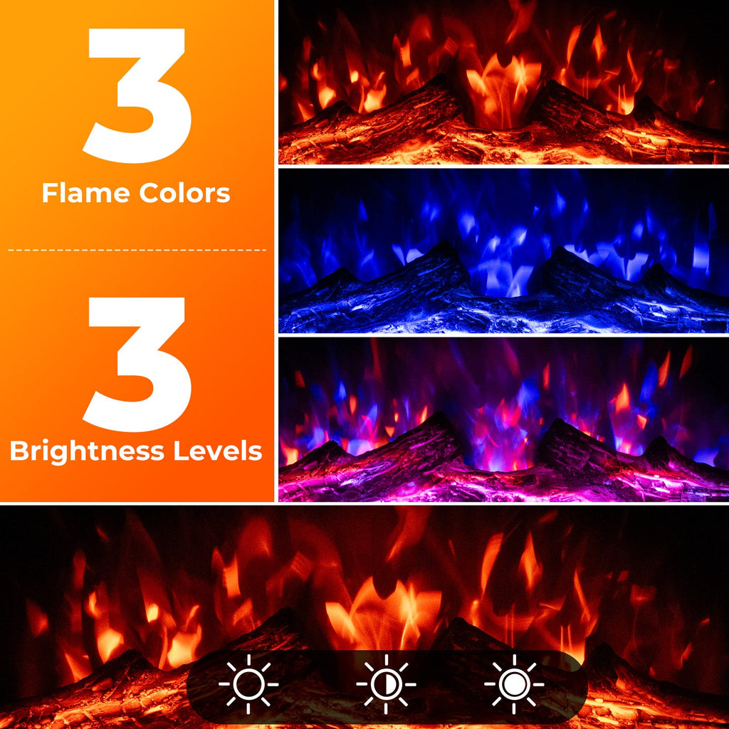 23-Inch Electric Fireplace Insert with Adjustable Flame Color