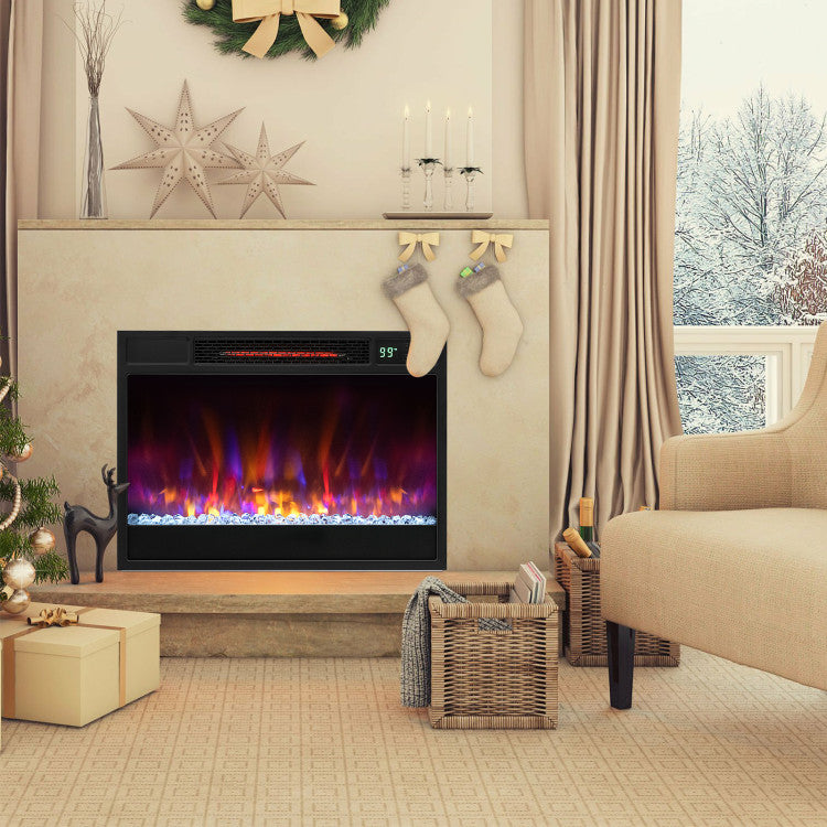 23-Inch 1500W Recessed Electric Fireplace Insert with Remote Control