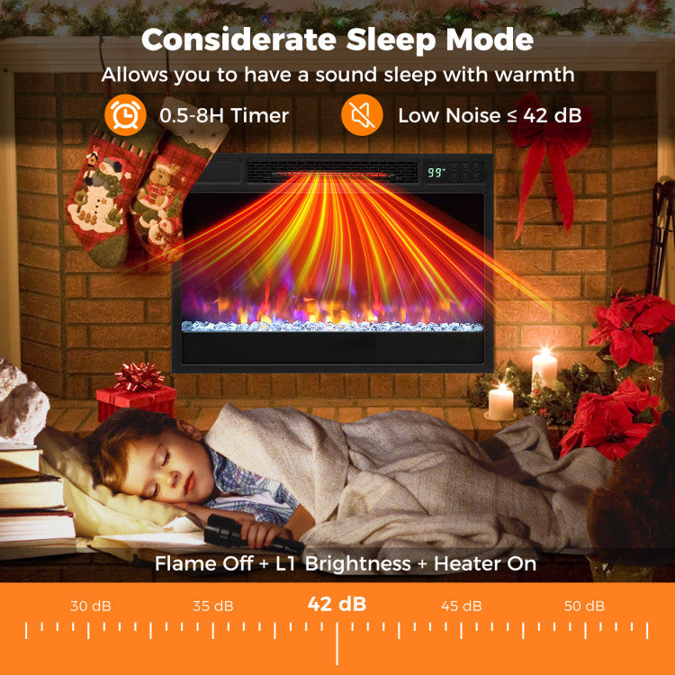 23-Inch 1500W Recessed Electric Fireplace Insert with Remote Control
