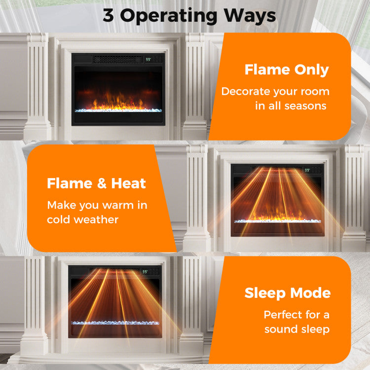 23-Inch 1500W Recessed Electric Fireplace Insert with Remote Control