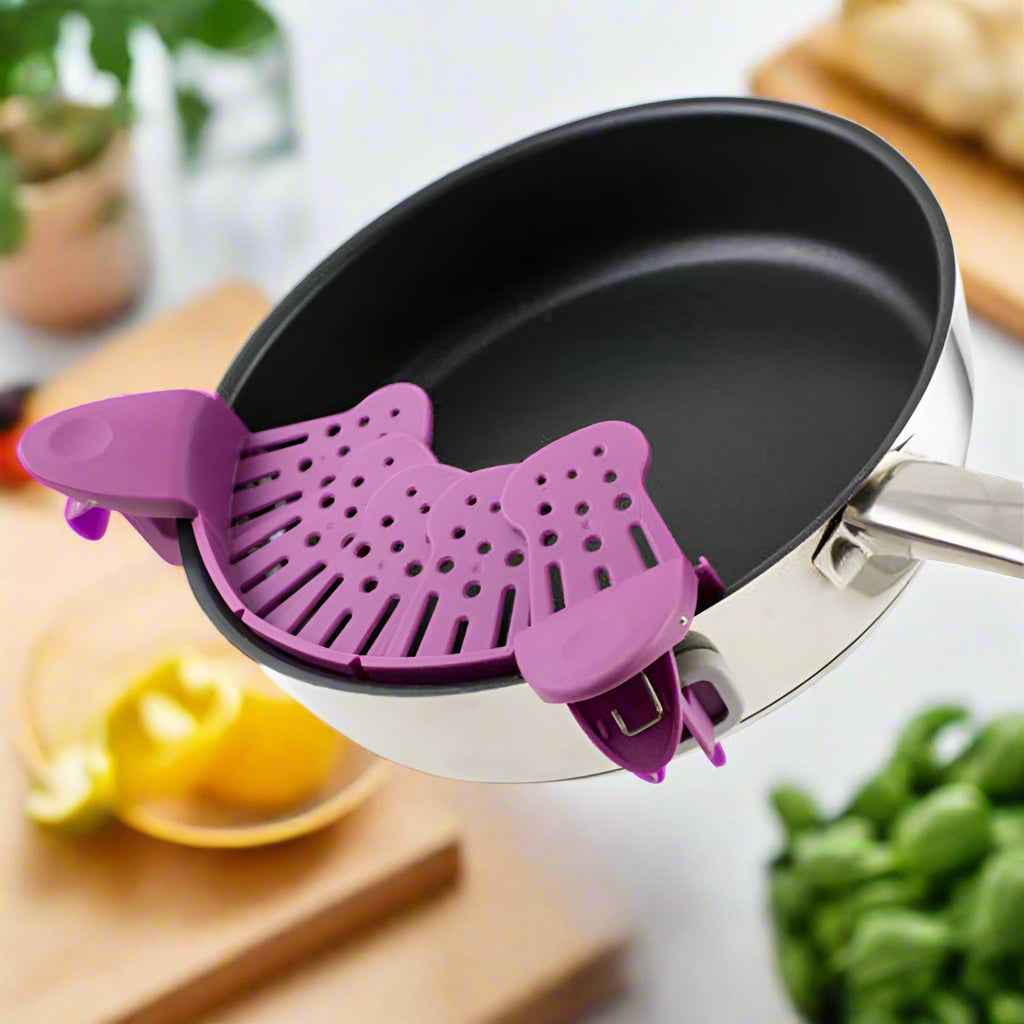 🍝 Universal Silicone Clip-On Pot Strainer