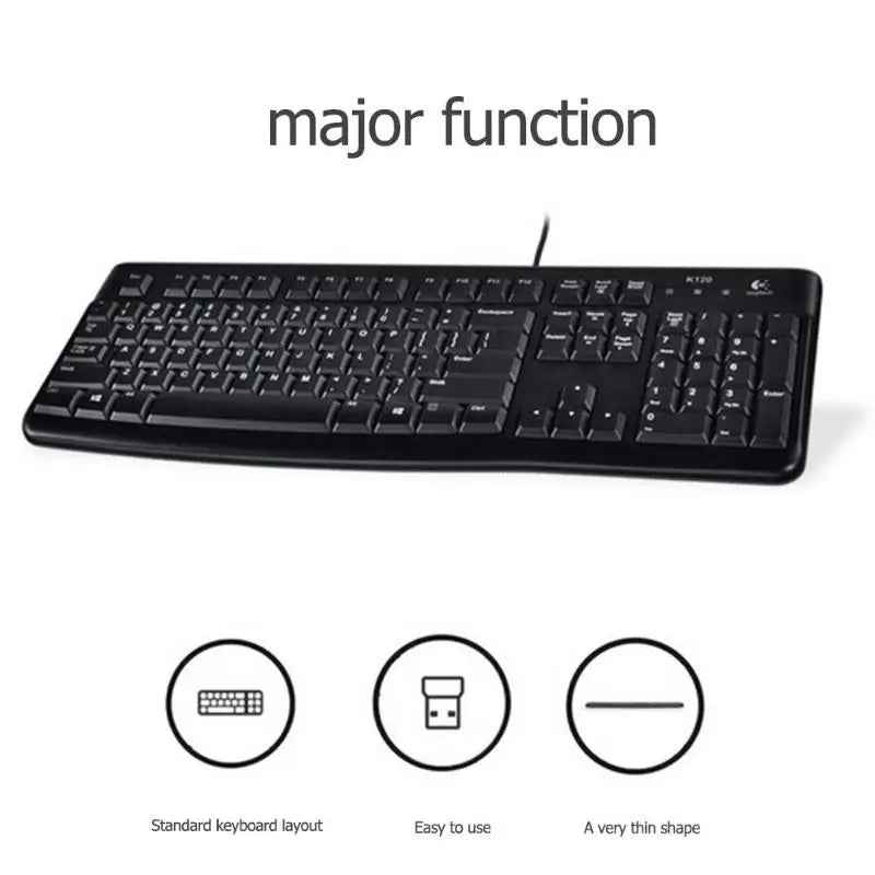 Logitech K120 Wired USB Keyboard – Waterproof & Quiet