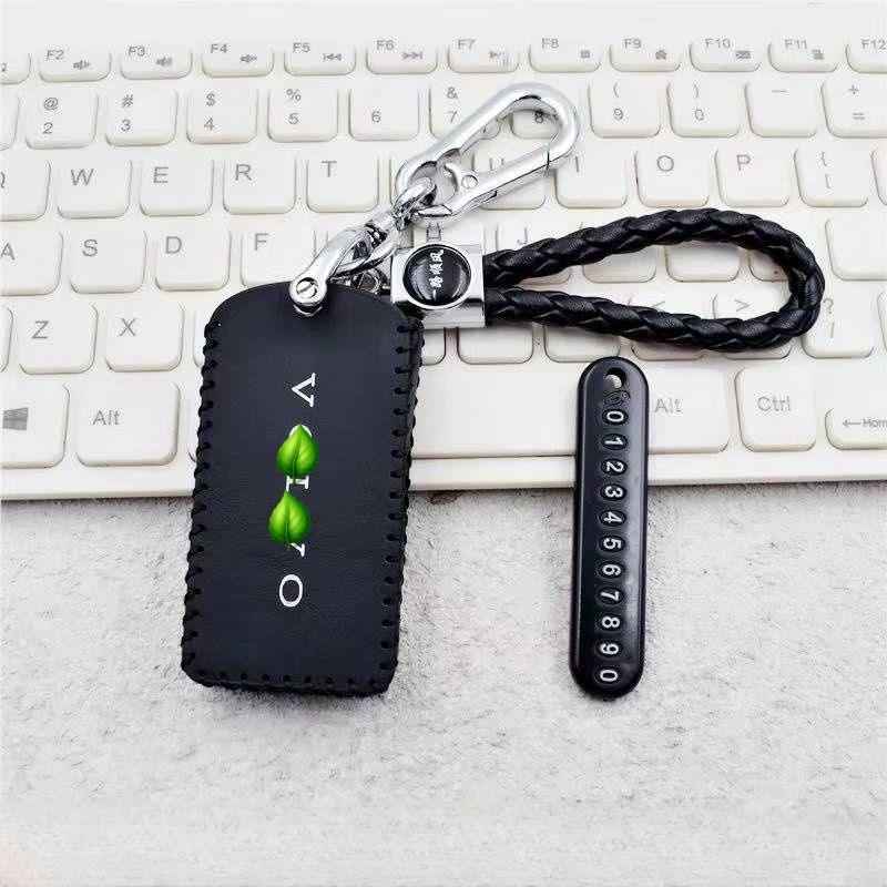 Leather Car Bluetooth Key Case Car Keychain for Volvo EX30