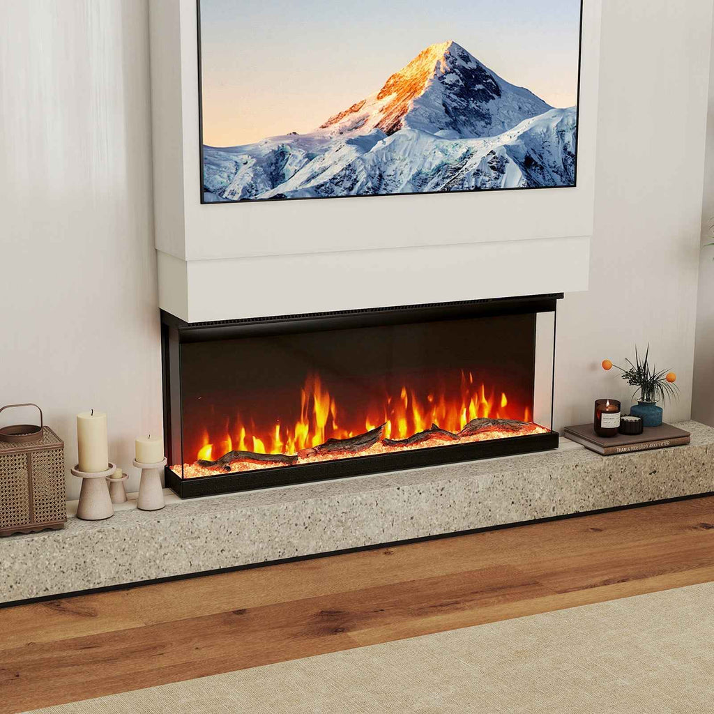 36/40/50/60-Inch 3-Sided Electric Fireplace Insert with Remote & 12 Flame Colors