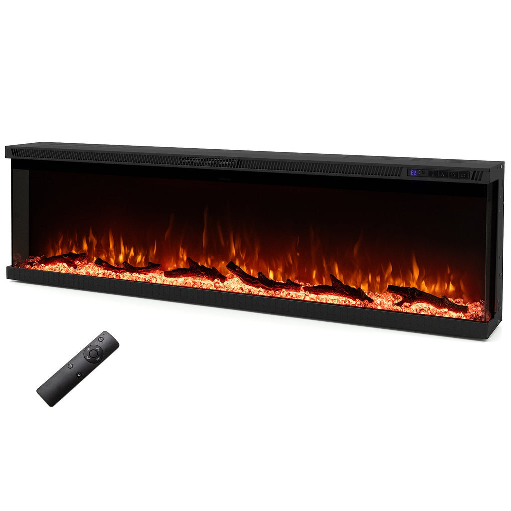 36/40/50/60-Inch 3-Sided Electric Fireplace Insert with Remote & 12 Flame Colors