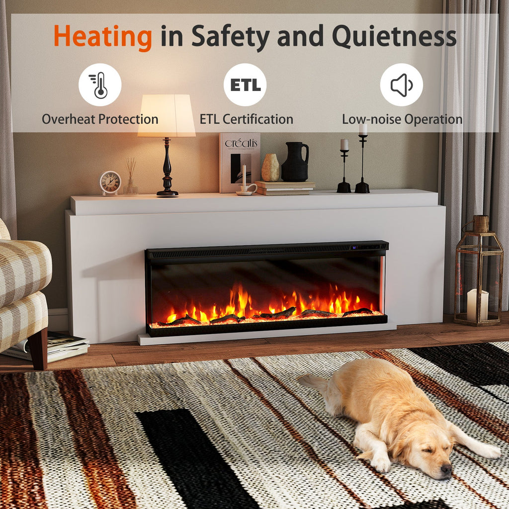 36/40/50/60-Inch 3-Sided Electric Fireplace Insert with Remote & 12 Flame Colors