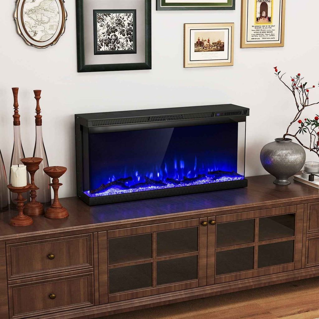 36/40/50/60-Inch 3-Sided Electric Fireplace Insert with Remote & 12 Flame Colors
