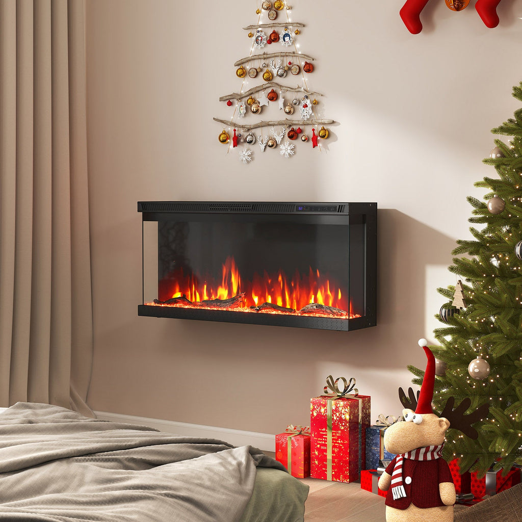 36/40/50/60-Inch 3-Sided Electric Fireplace Insert with Remote & 12 Flame Colors