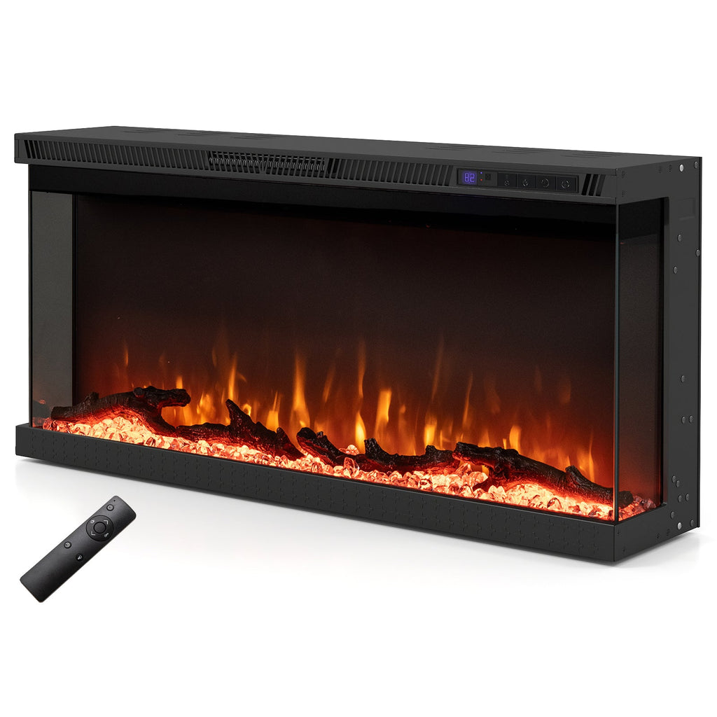 36/40/50/60-Inch 3-Sided Electric Fireplace Insert with Remote & 12 Flame Colors