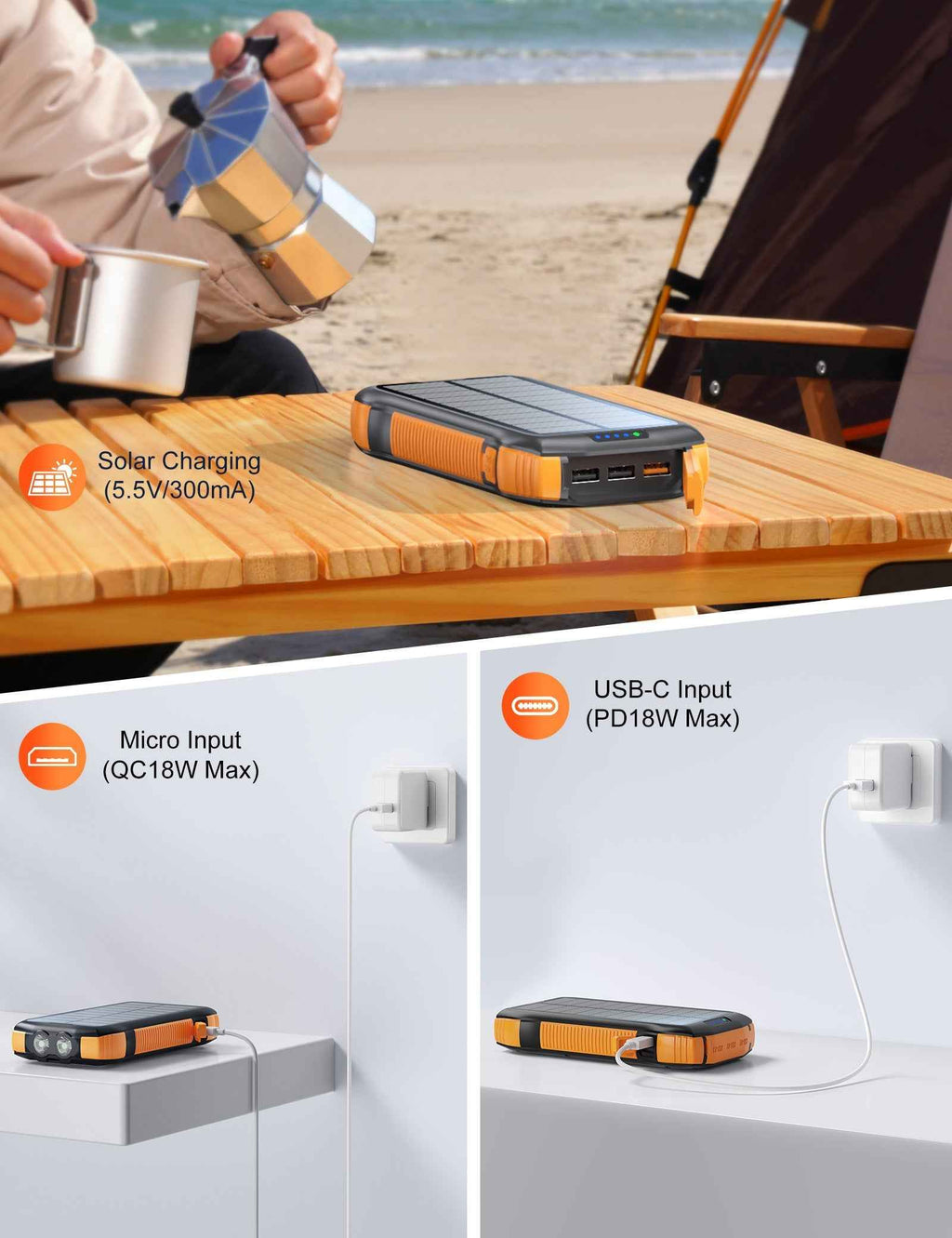 20000mAh Solar Power Bank