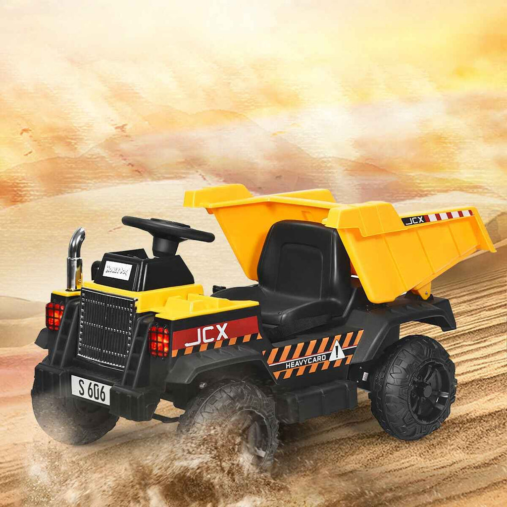 12V Kids Electric Ride-On Dump Truck with Bucket & Dump Bed – Yellow
