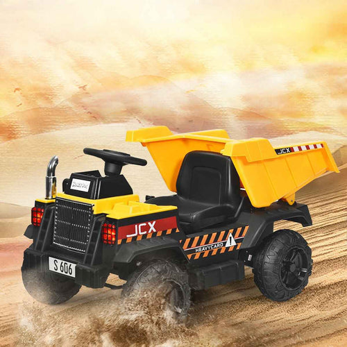 12V Kids Electric Ride-On Dump Truck with Bucket & Dump Bed – Yellow