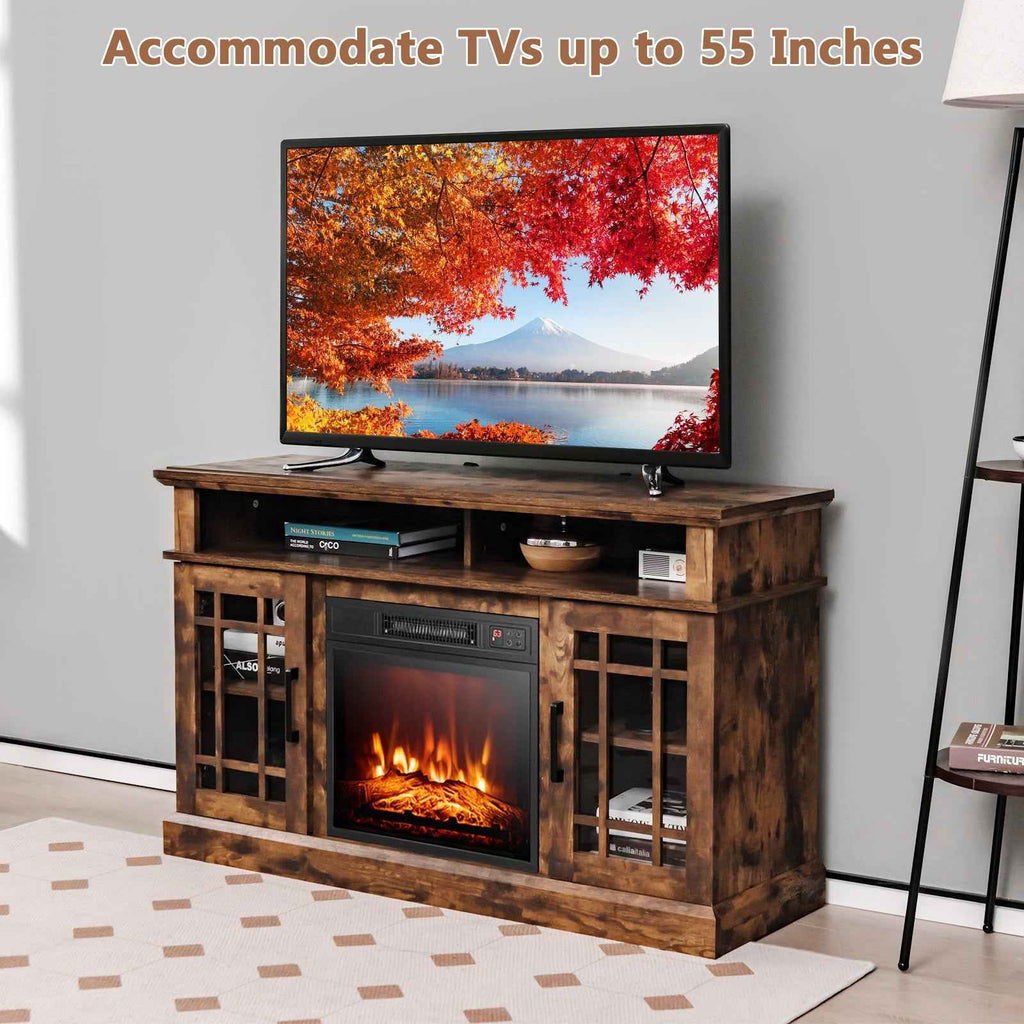48-Inch Electric Fireplace TV Stand with Cabinets – Entertainment Center