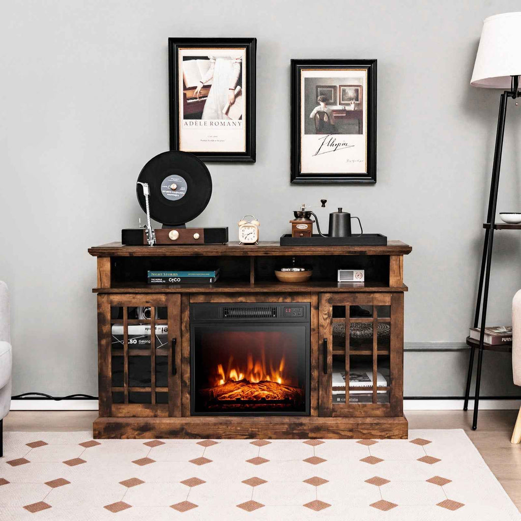 48-Inch Electric Fireplace TV Stand with Cabinets – Entertainment Center