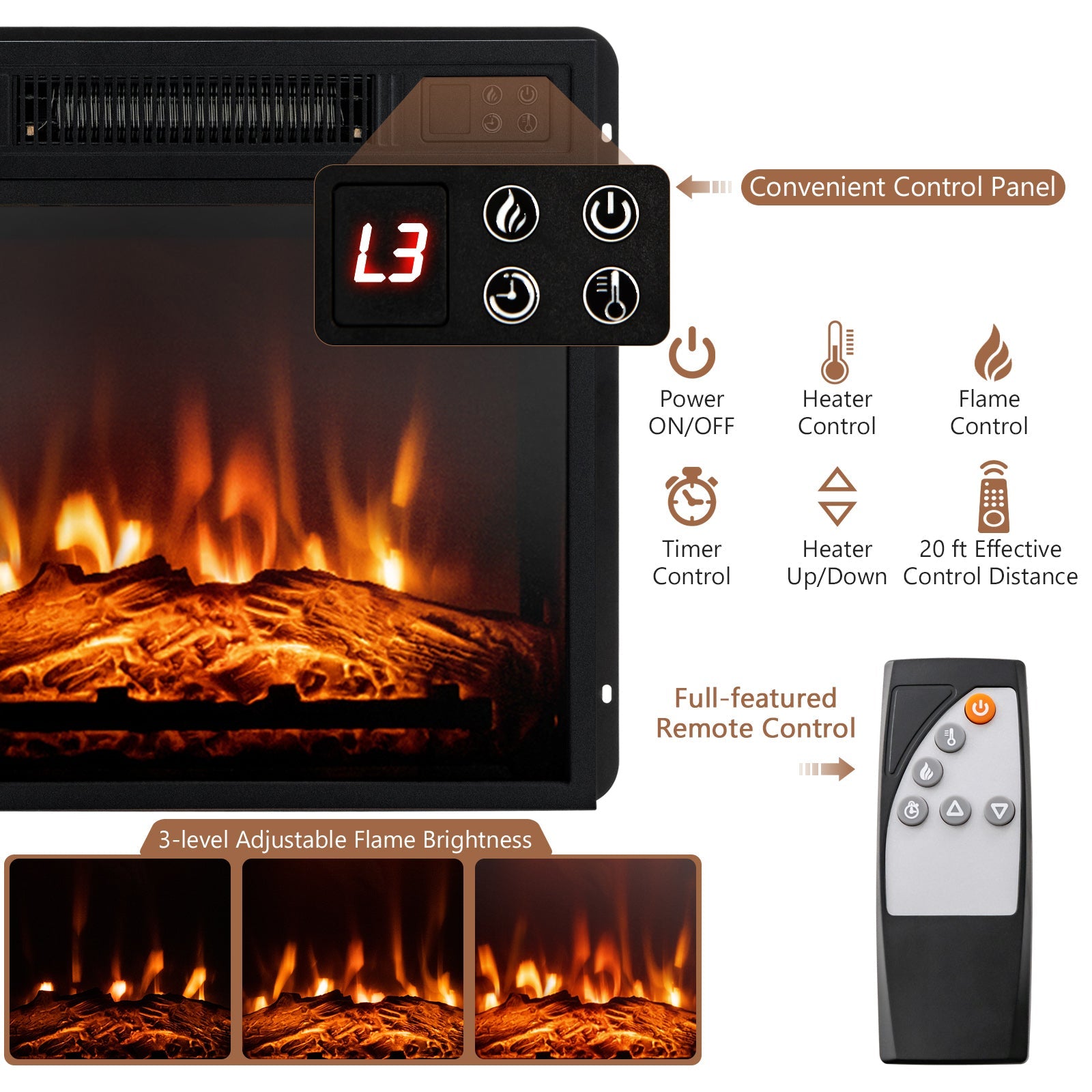 48-Inch Electric Fireplace TV Stand with Cabinets – Entertainment Center