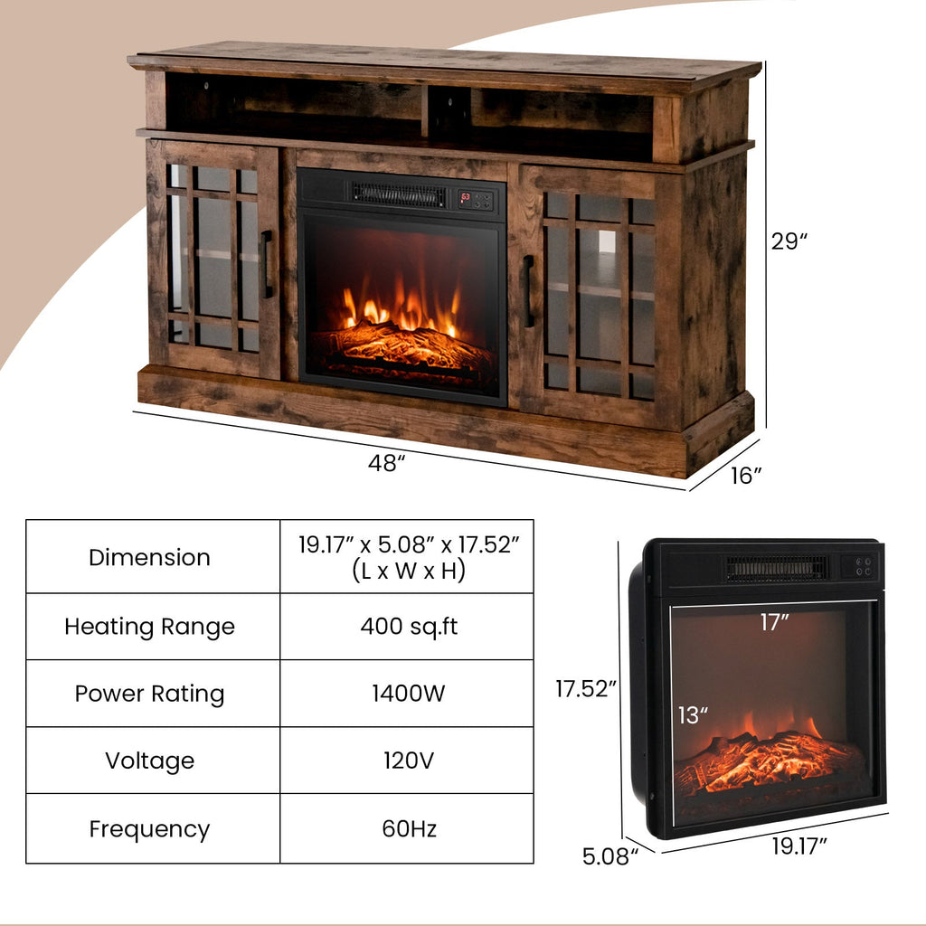 48-Inch Electric Fireplace TV Stand with Cabinets – Entertainment Center