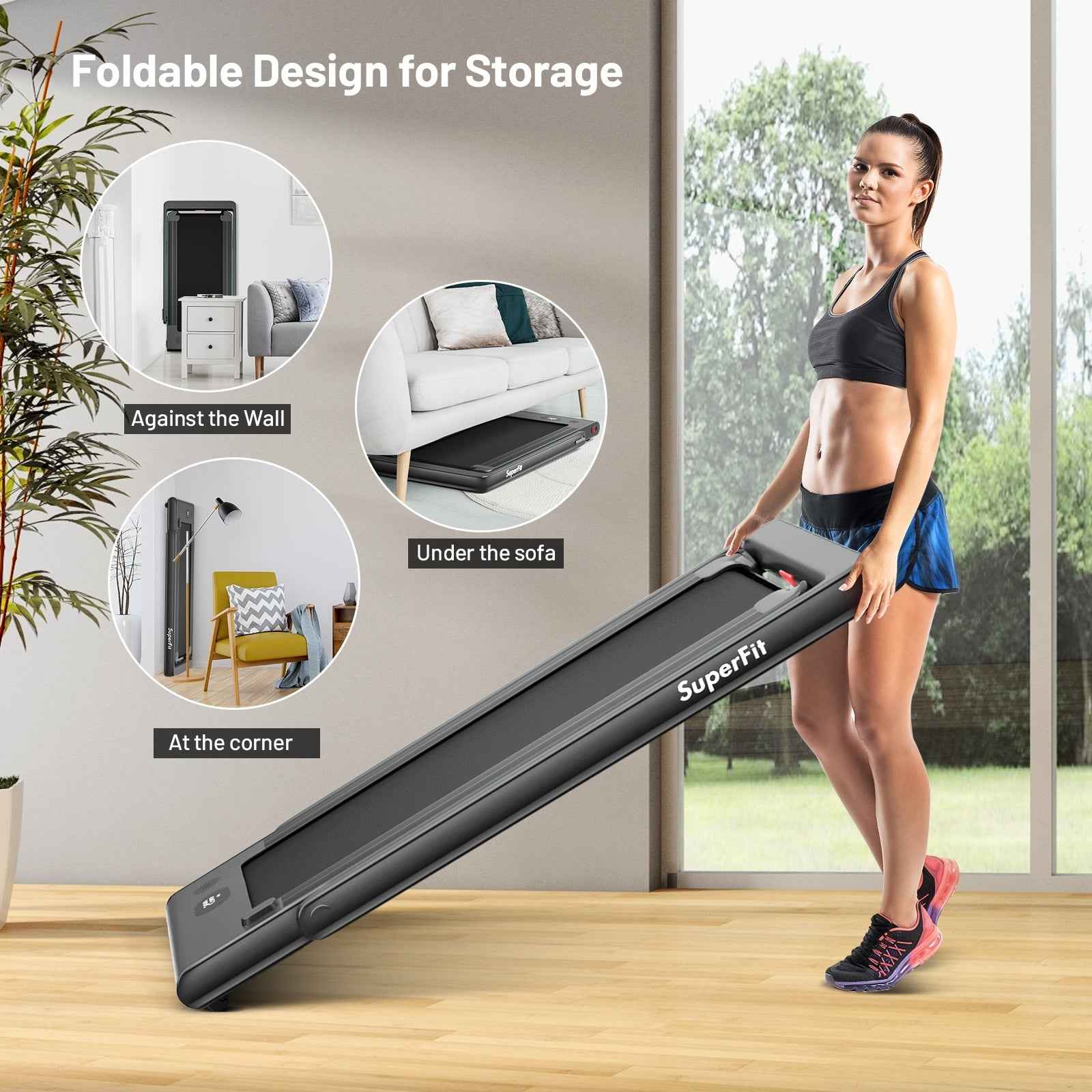 2-in-1 Electric Motorized Folding Treadmill – Walk & Run