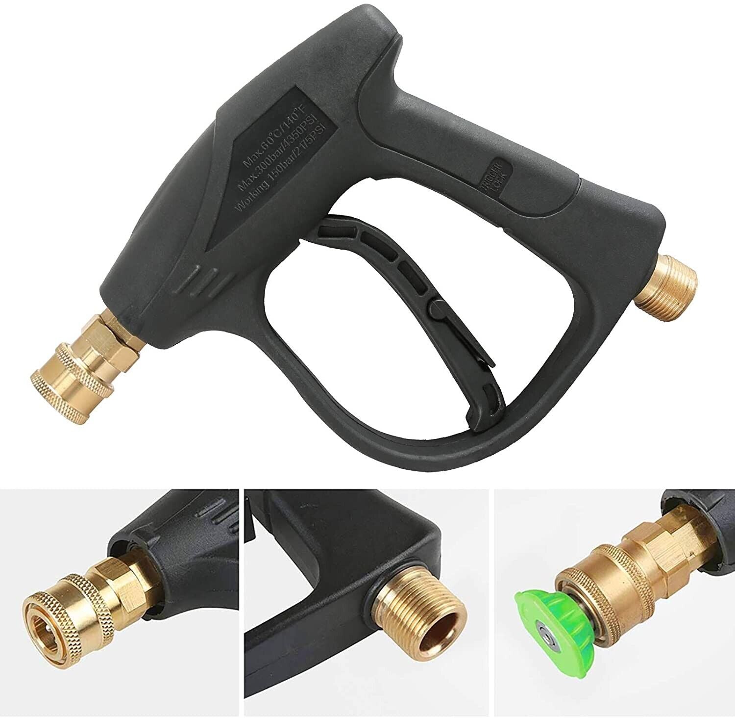 4000 PSI High Pressure Washer Gun — 1/4" Quick Connect, M22-14mm, 5 Nozzle Tips