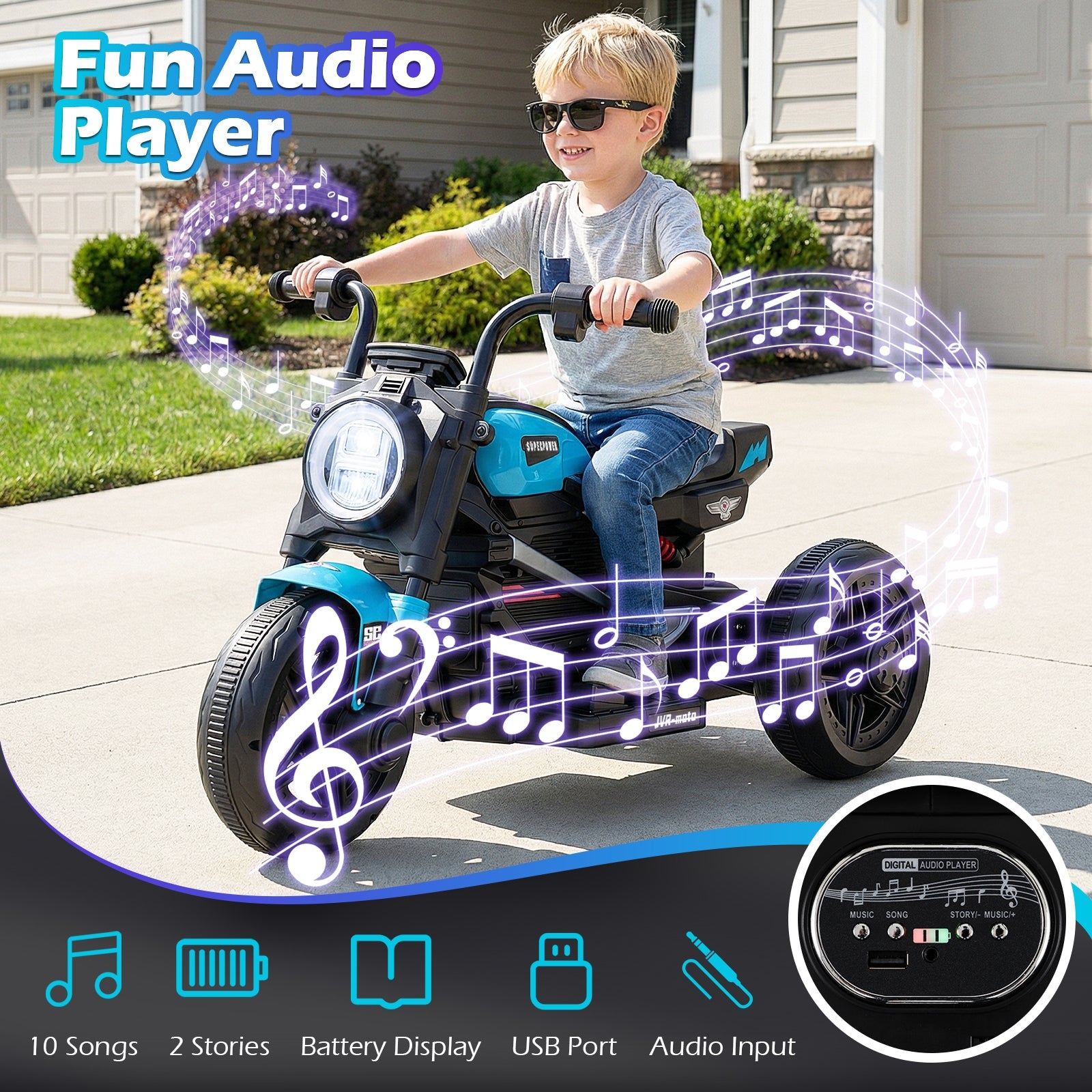 6V Kids Electric Motorcycle with LED Headlight & Music – Ages 3-5