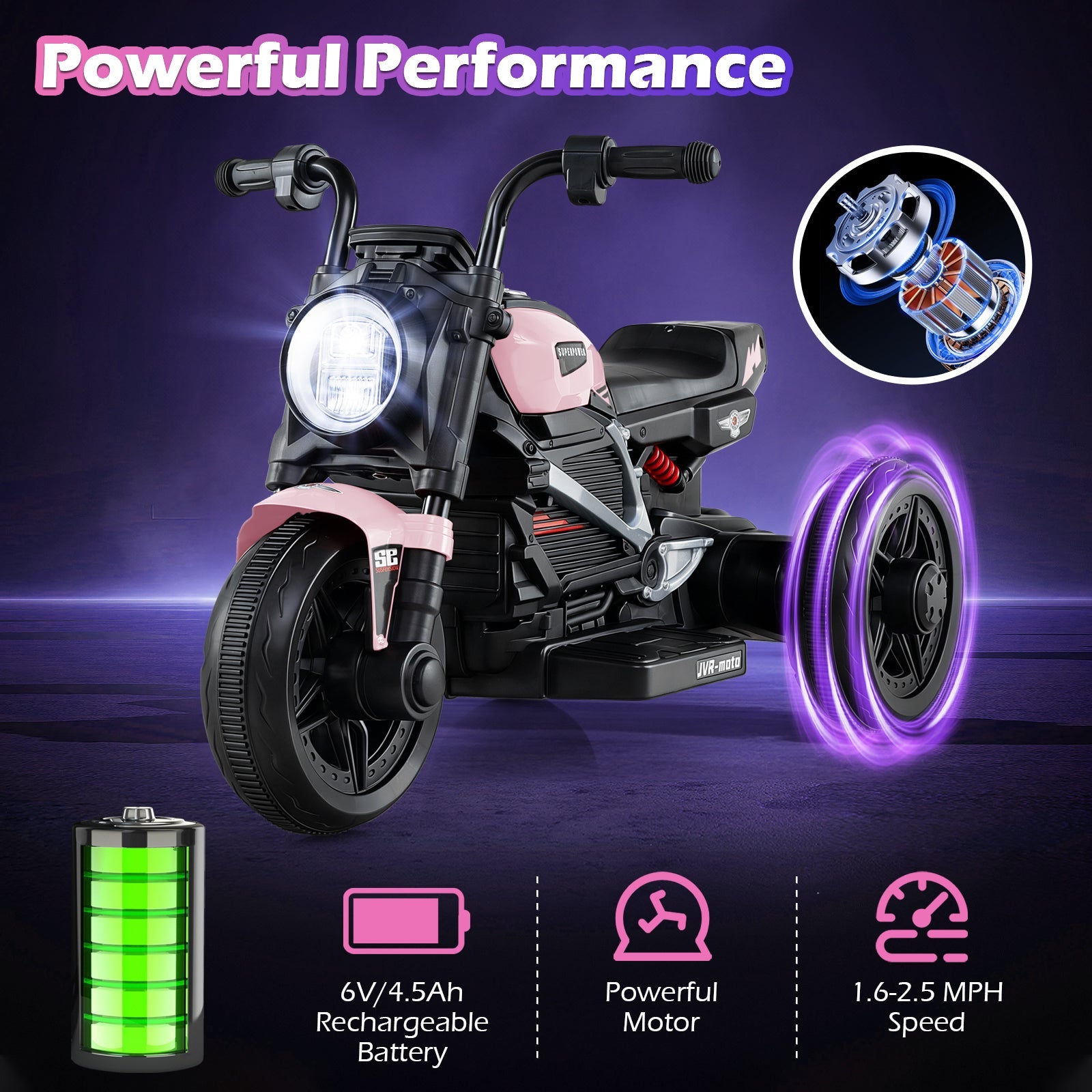 6V Kids Electric Motorcycle with LED Headlight & Music – Ages 3-5