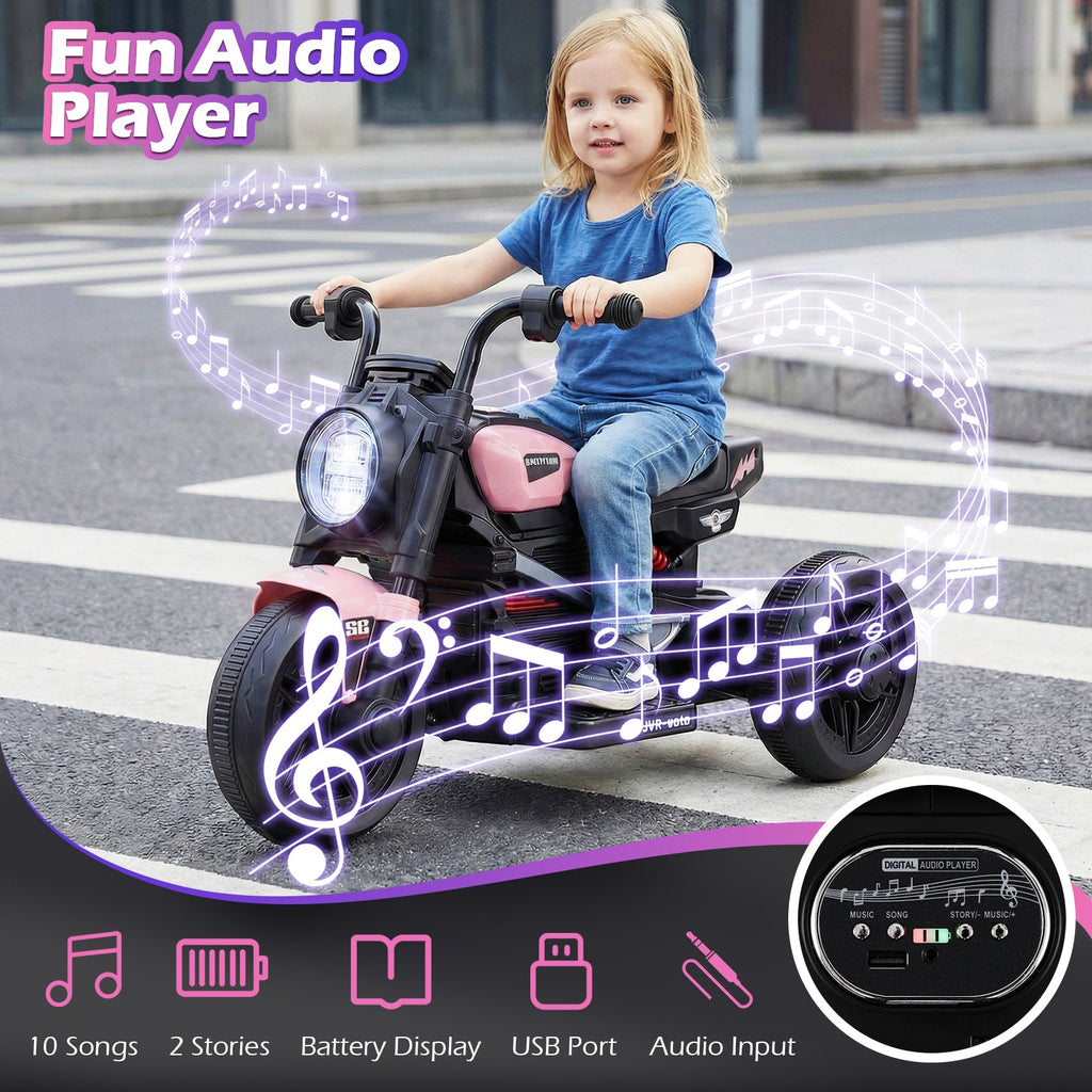 6V Kids Electric Motorcycle with LED Headlight & Music – Ages 3-5