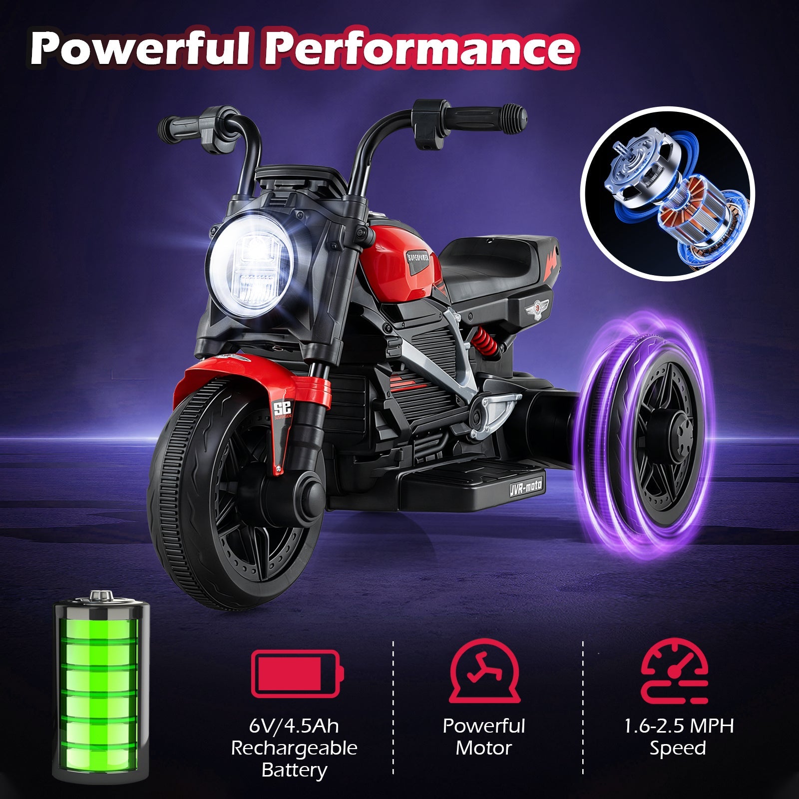 6V Kids Electric Motorcycle with LED Headlight & Music – Ages 3-5