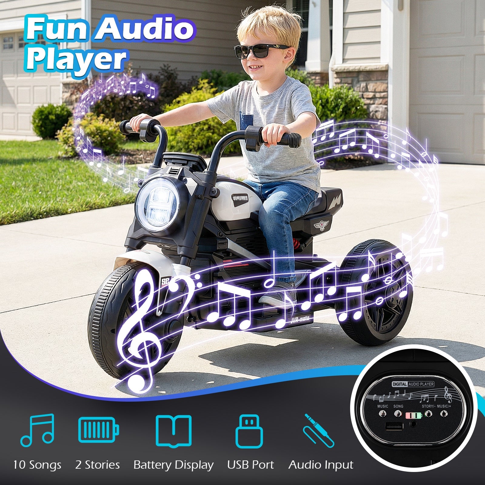 6V Kids Electric Motorcycle with LED Headlight & Music – Ages 3-5