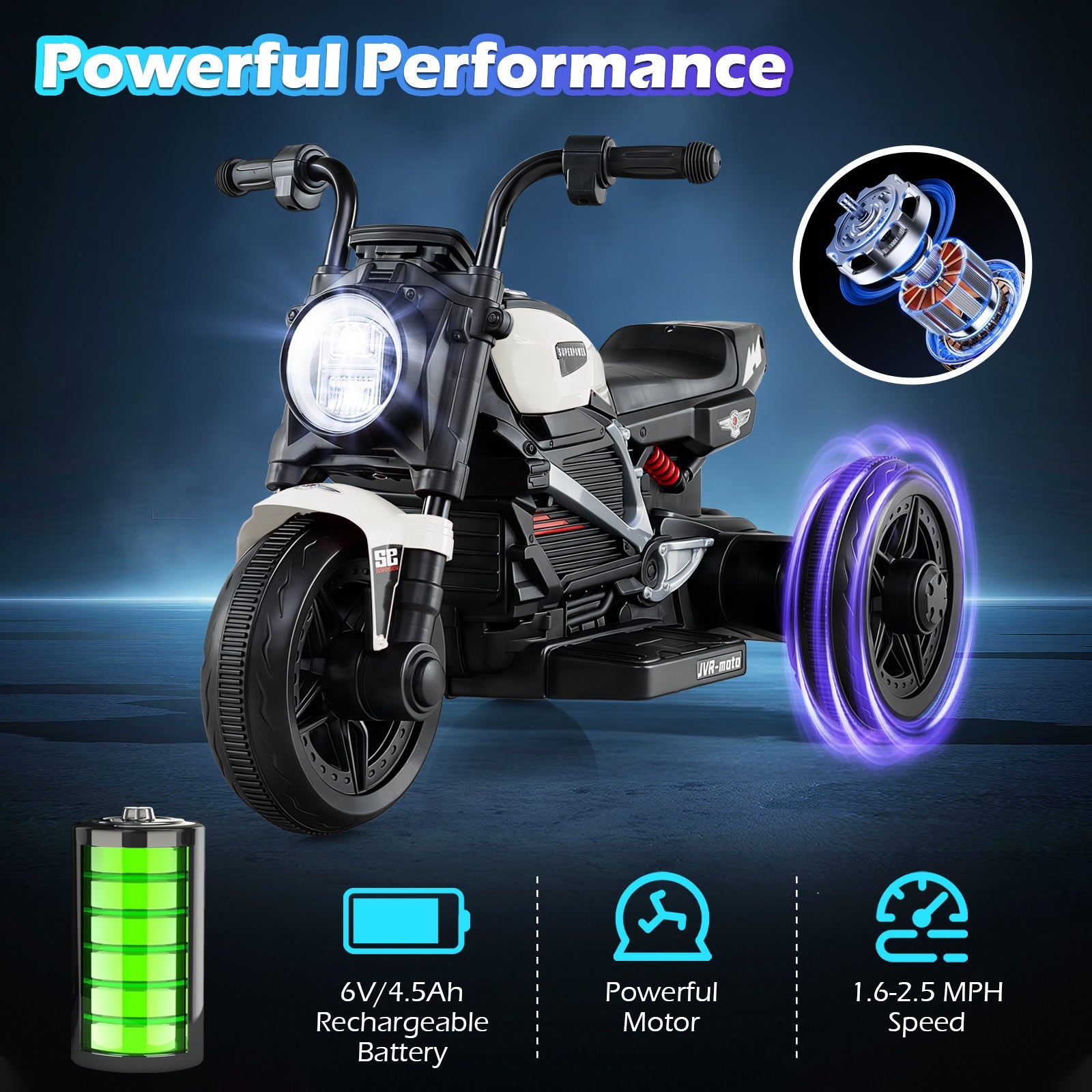 6V Kids Electric Motorcycle with LED Headlight & Music – Ages 3-5