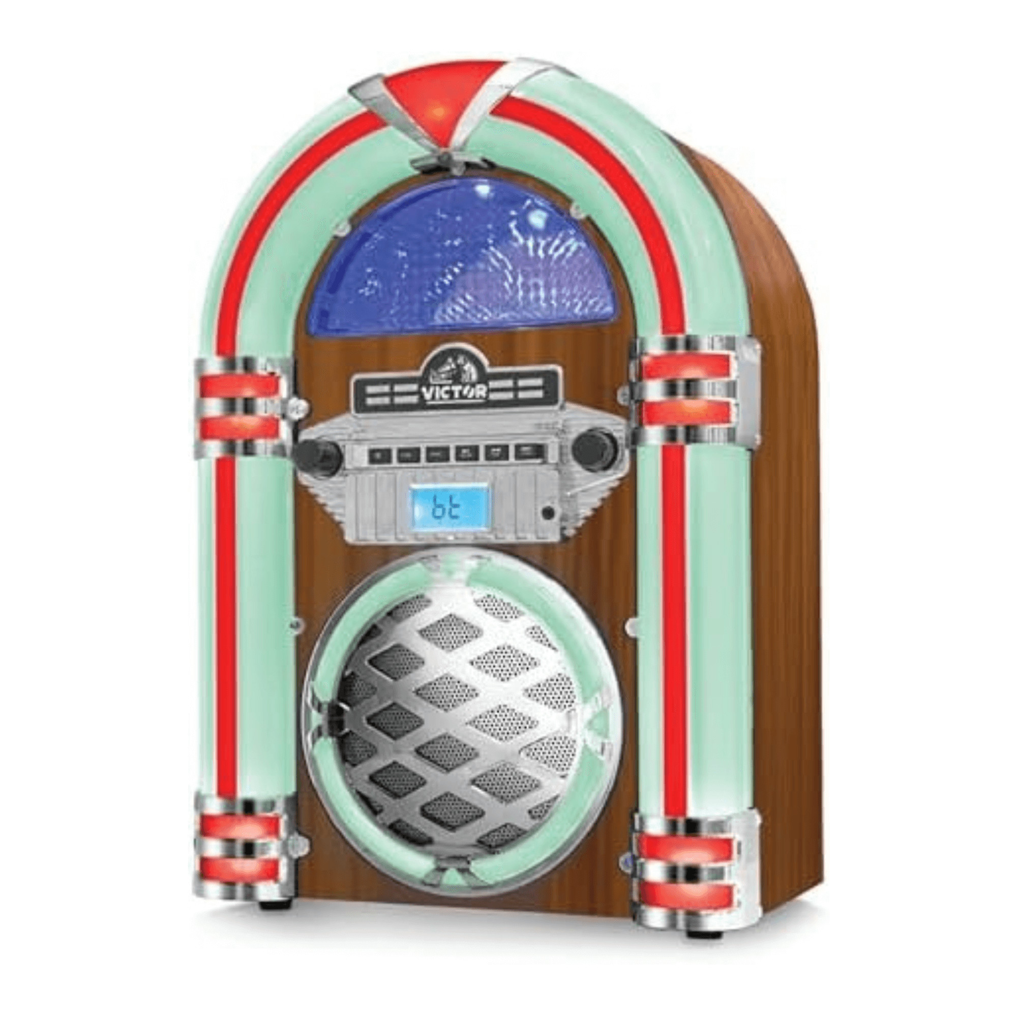 Victor Wilshire Bluetooth Jukebox with Multicolor LED Lighting and FM Radio