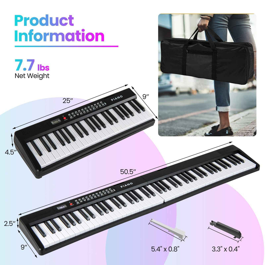 88 Key Foldable Electric Keyboard Piano with Wireless MIDI and Dual Speakers