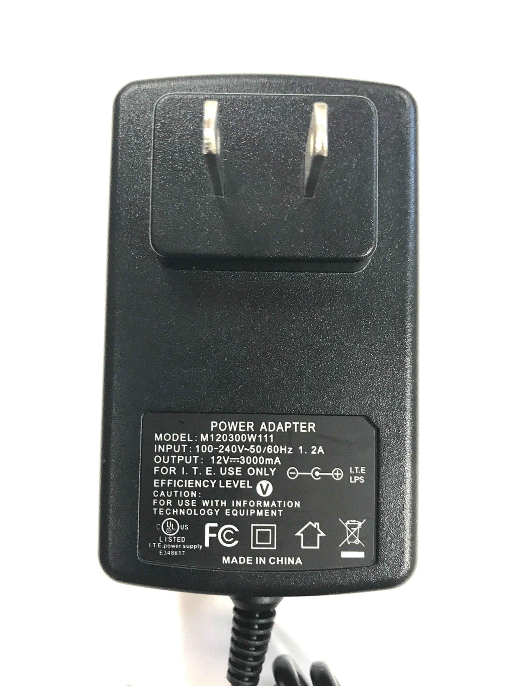 Naxa AC Adapter Power Supply Charger for LED LCD TVs and TV-DVD Televisions up to 15" (12V, 3A, 36W, 2.1mm x 5.5mm)