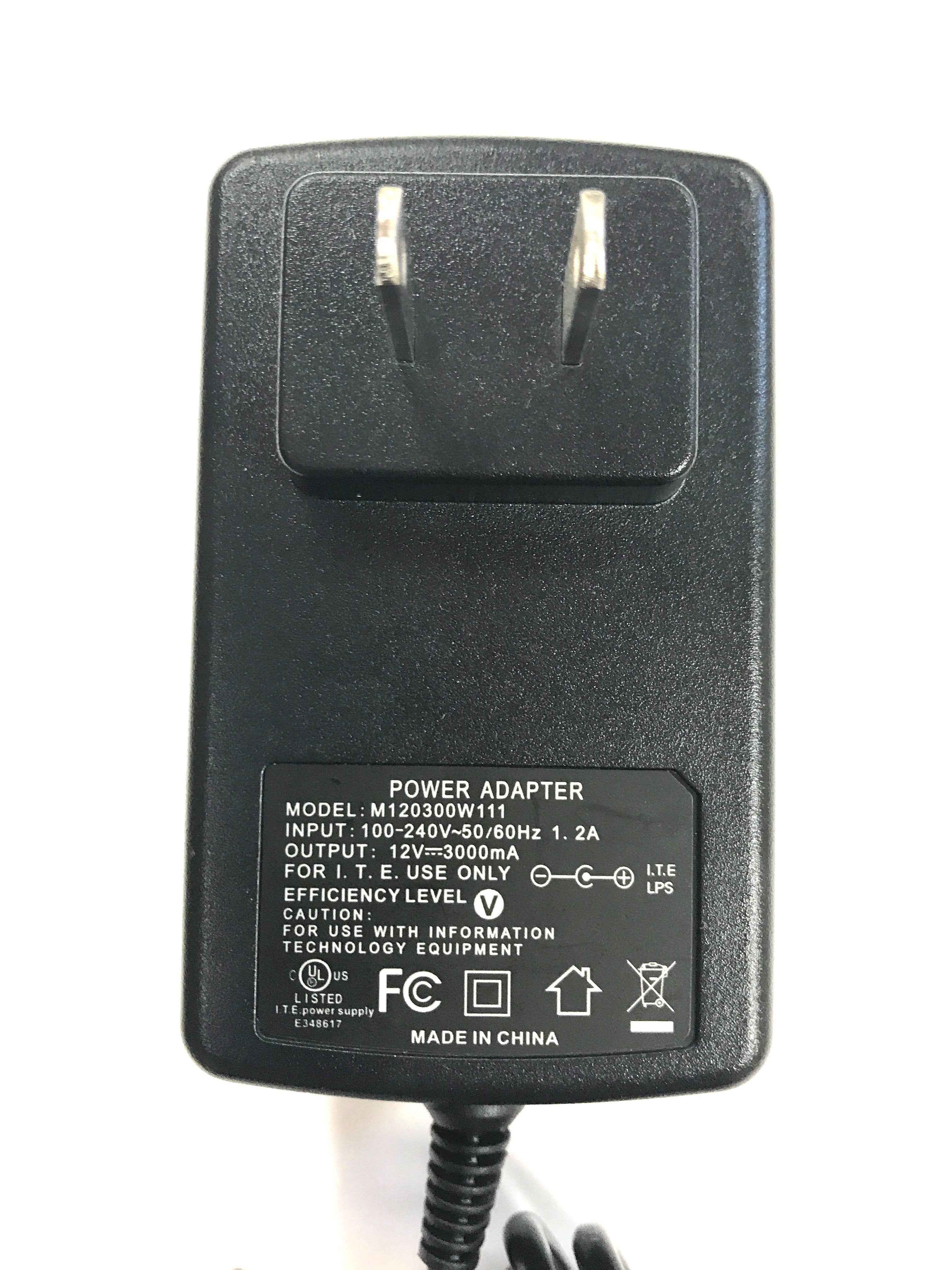 Naxa AC Adapter Power Supply Charger for LED LCD TVs and TV-DVD Televisions up to 15" (12V, 3A, 36W, 2.1mm x 5.5mm)