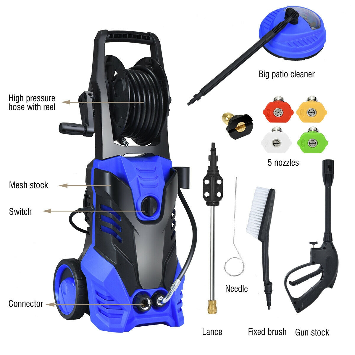 3000 PSI Electric High-Pressure Washer with Patio Cleaner