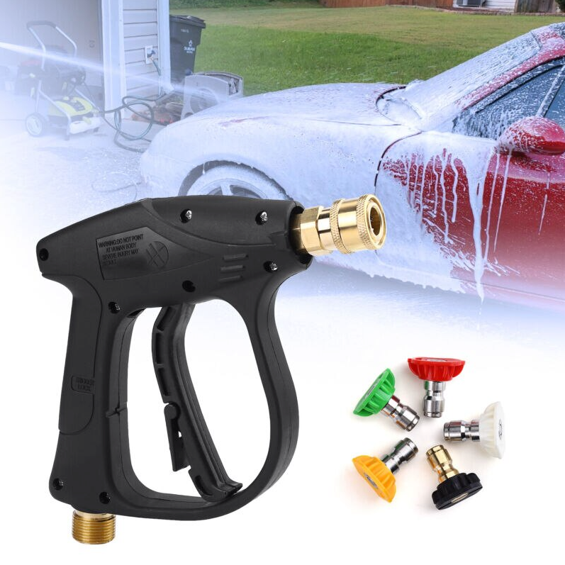 4000 PSI High Pressure Washer Gun — 1/4" Quick Connect, M22-14mm, 5 Nozzle Tips