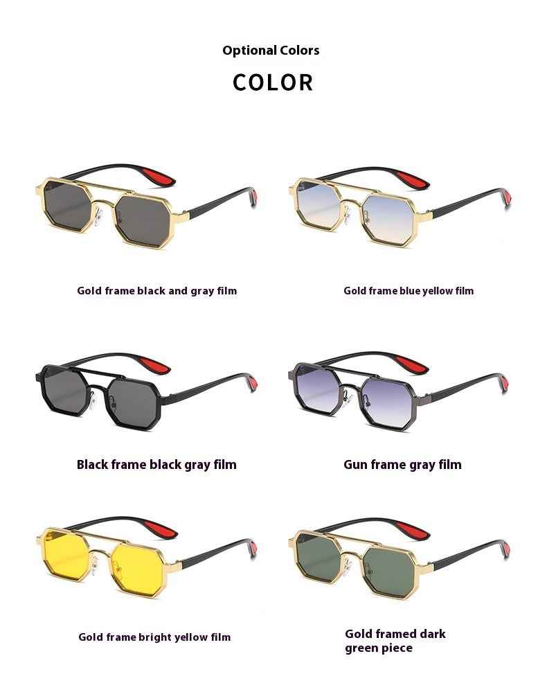 Fashion Metal Sunglasses Large Frame Sun-resistant Sunglasses