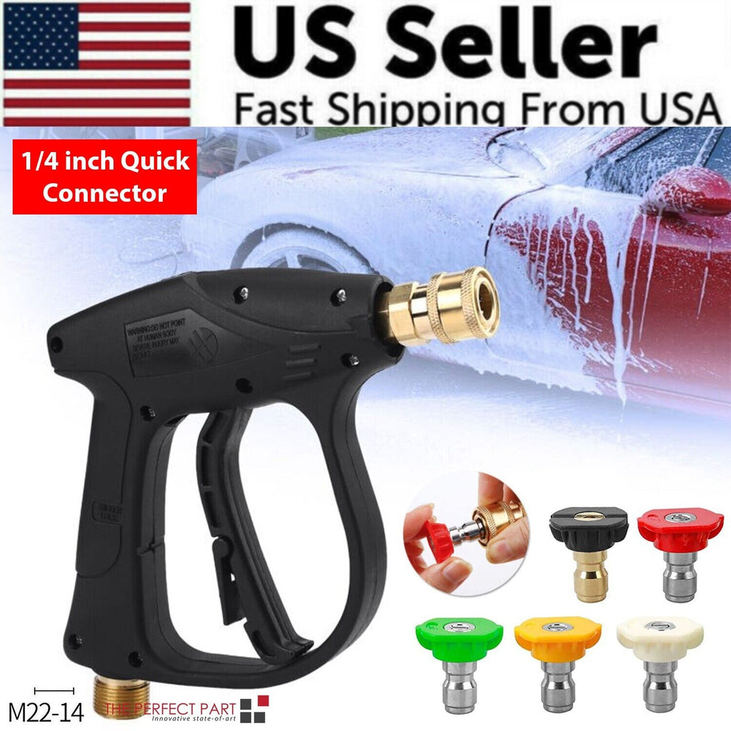 4000 PSI High Pressure Washer Gun — 1/4" Quick Connect, M22-14mm, 5 Nozzle Tips